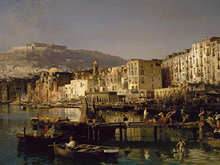 Jules Ruinart De Brimont - Veduta di Napoli dal Castello di Sant’Elmo, 1860 ca. olio su tela